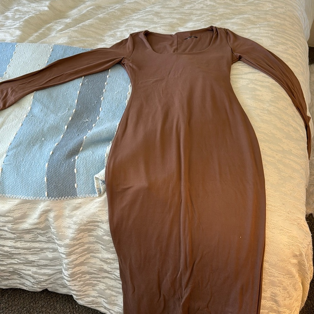 Hot Miami Styles Latte Colored Dress size L